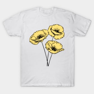 Yellow Poppy Plant Hand Drawn Gardening Gift T-Shirt